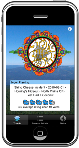String Cheese Radio App Home